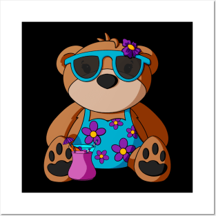 Hawaiian Vacation Girl Teddy Bear Posters and Art